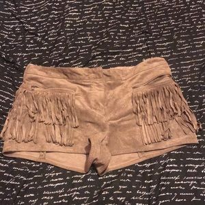BCBG Suede Fringe Shorts